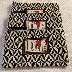 NEW Set of 3 Brighton Love Zippered Canvas Pouches/Makeup Bags 9x5